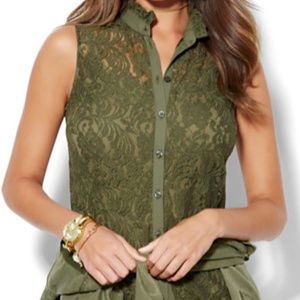 NY&C Lace High-Neck Blouse